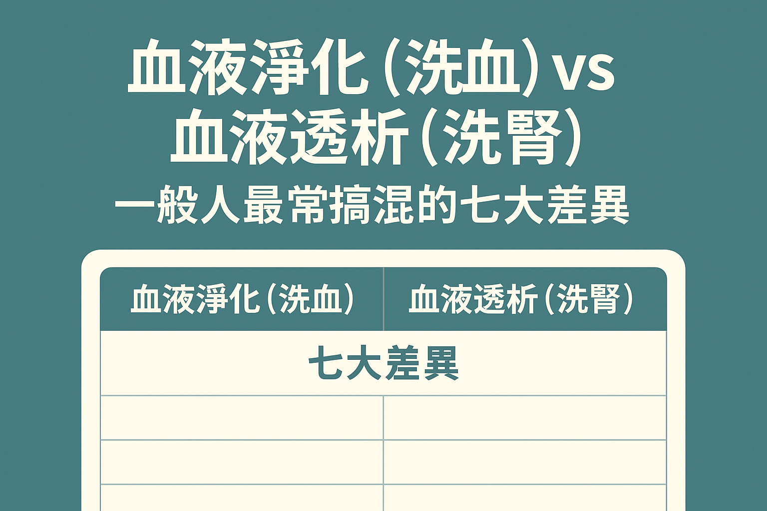 血液淨化跟洗腎有什麼不一樣？七大重點差異一次看！